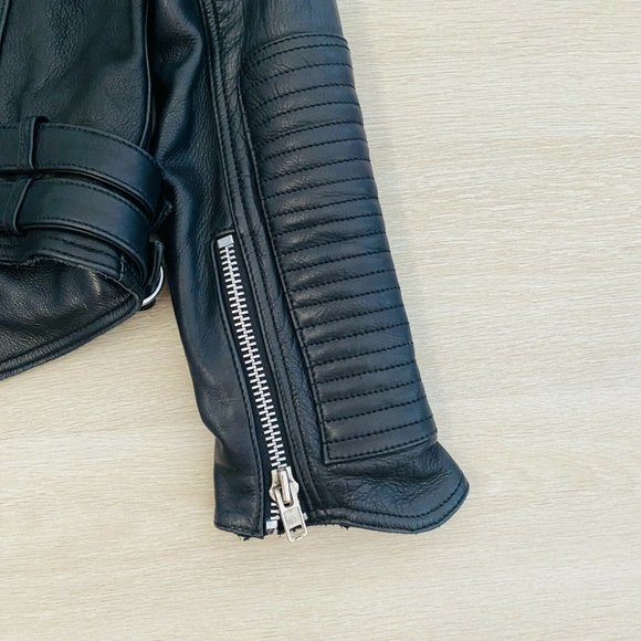 Aje 'Bowie' Black Leather Women's Jacket Black Size 8 Fully Lined Excl Condition - Picture 9 of 12